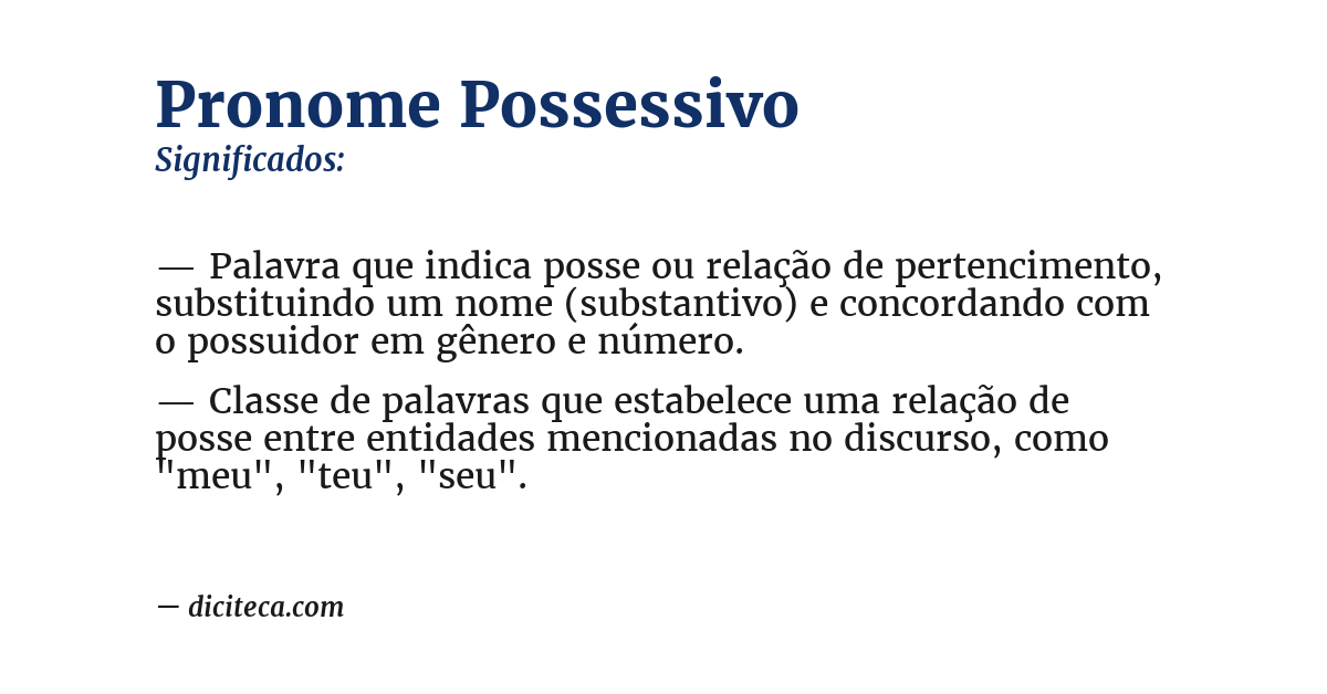 Significado de pronome possessivo