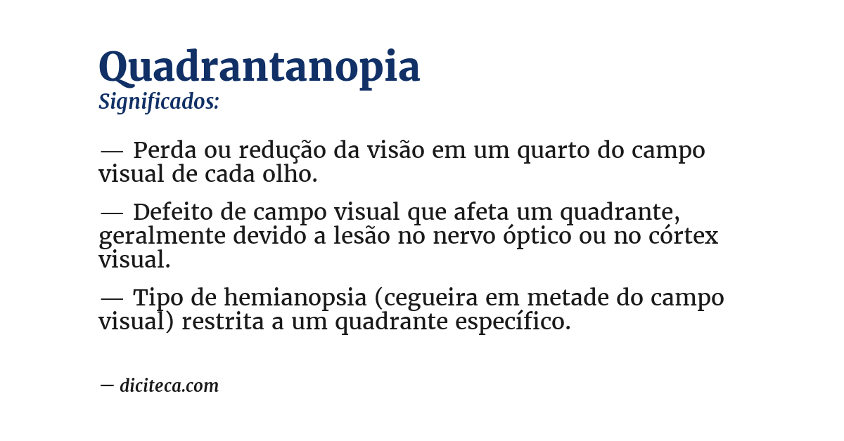 Significado de quadrantanopia