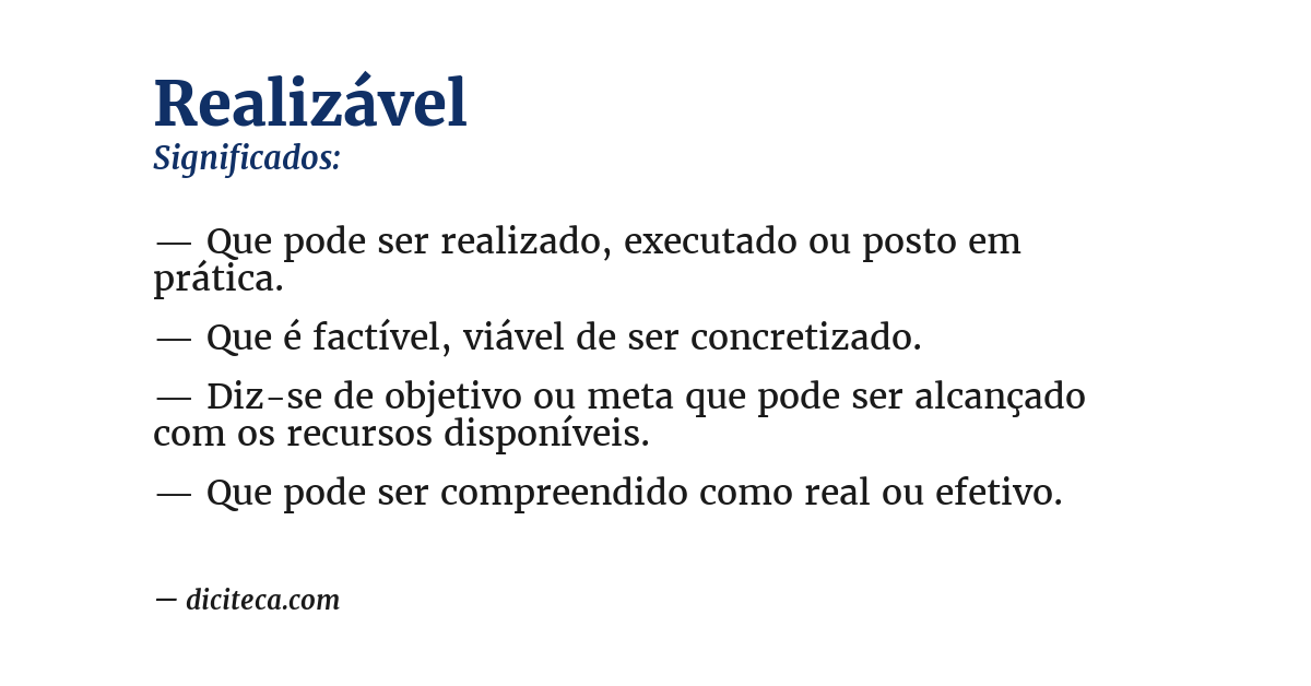 Significado de realizável