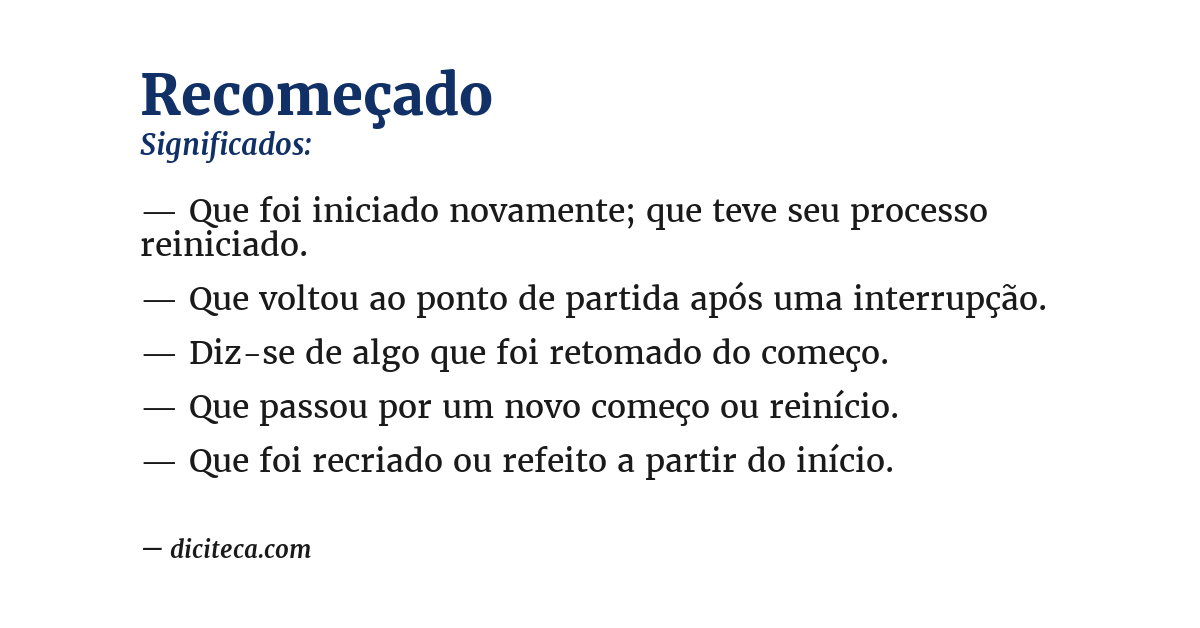 Significado de recomeçado