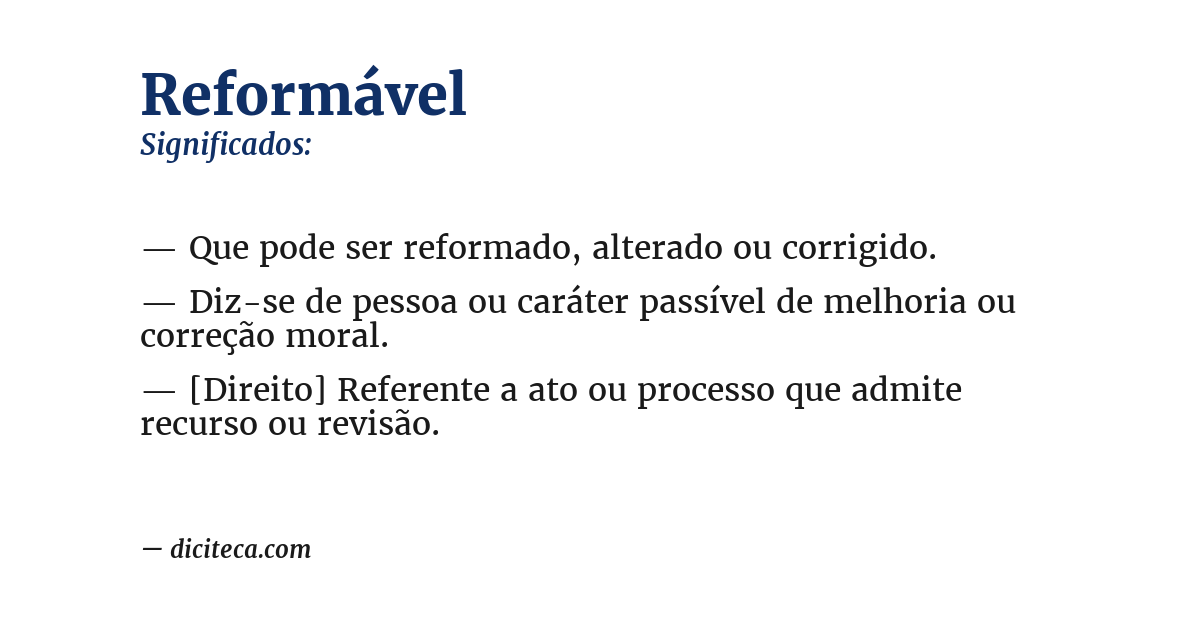 Significado de reformável
