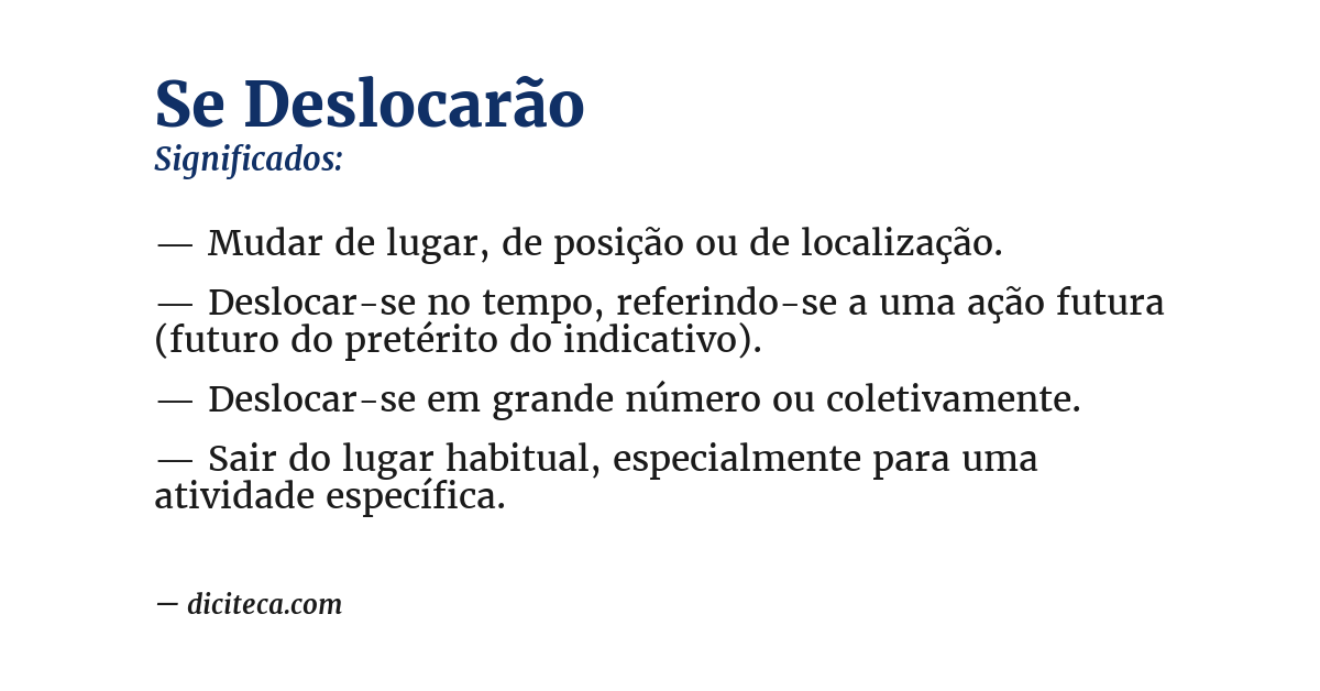 Significado de se deslocarão