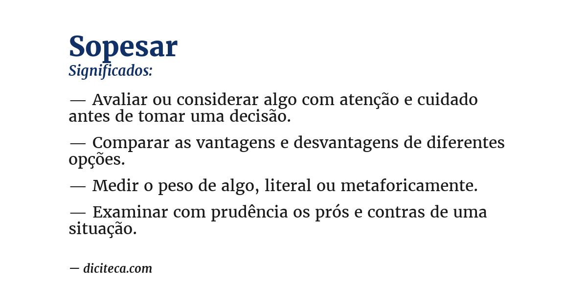 Significado de sopesar