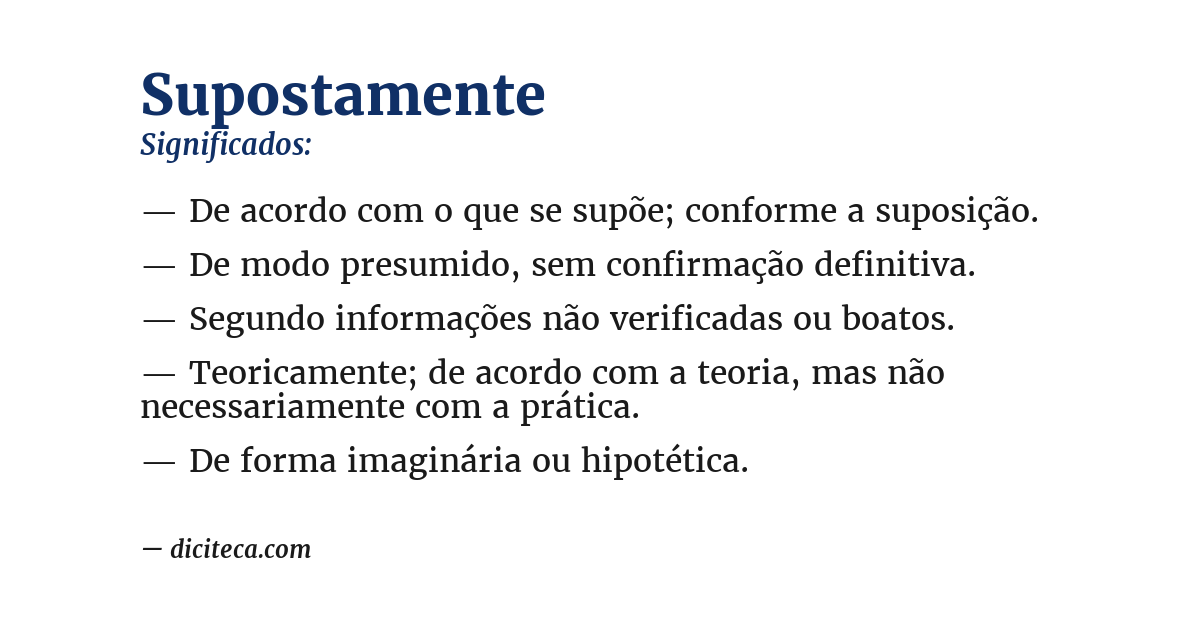Significado de supostamente