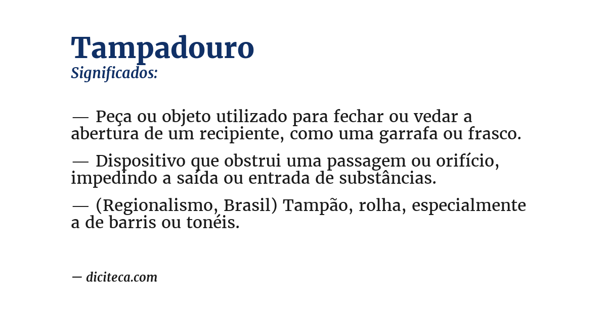 Significado de tampadouro