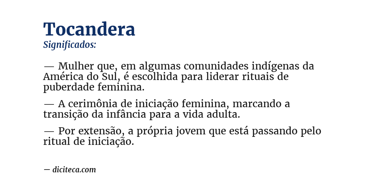 Significado de tocandera