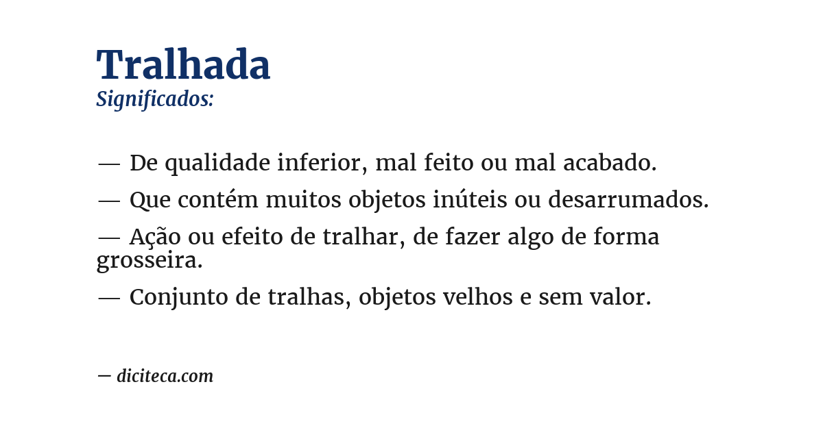 Significado de tralhada
