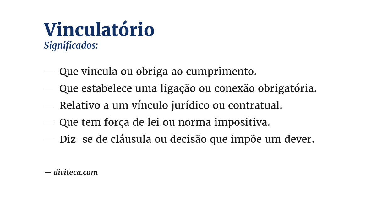 Significado de vinculatório