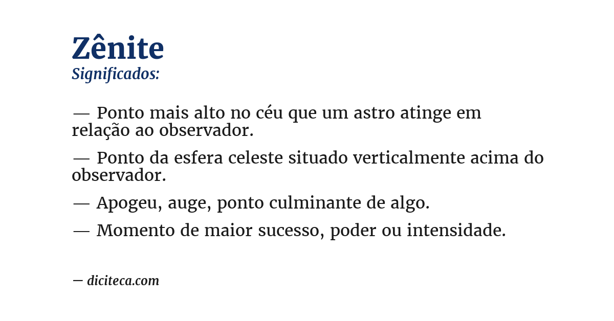 Significado de zênite