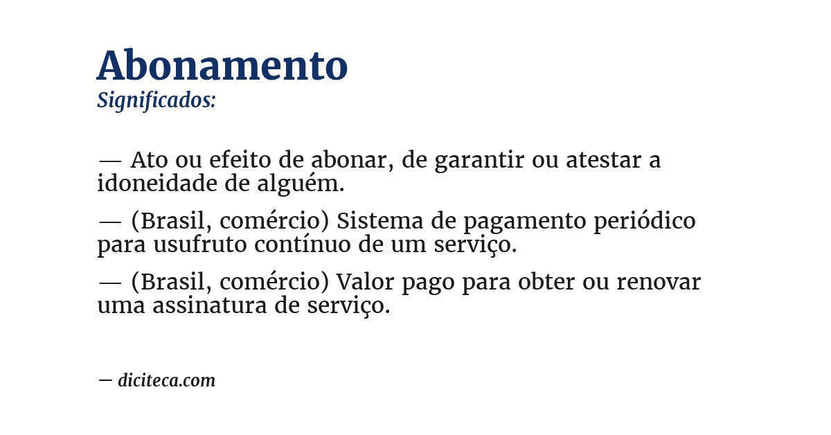 Significado de abonamento