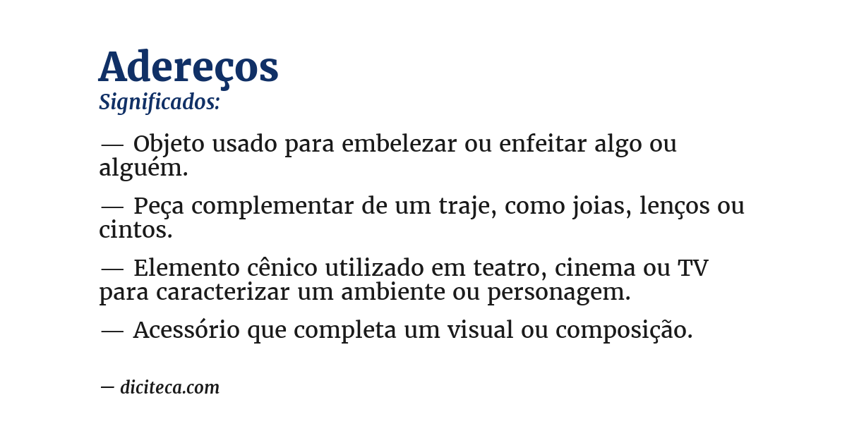 Significado de adereços