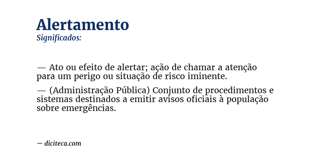 Significado de alertamento