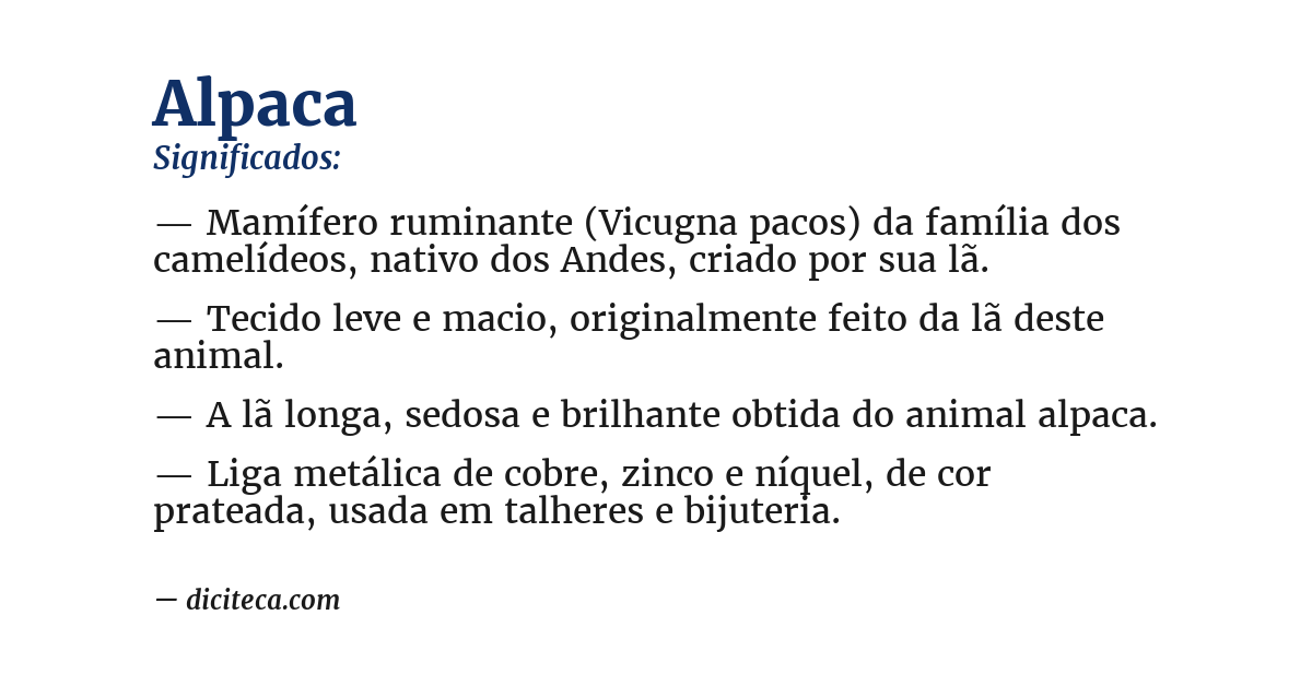 Significado de alpaca