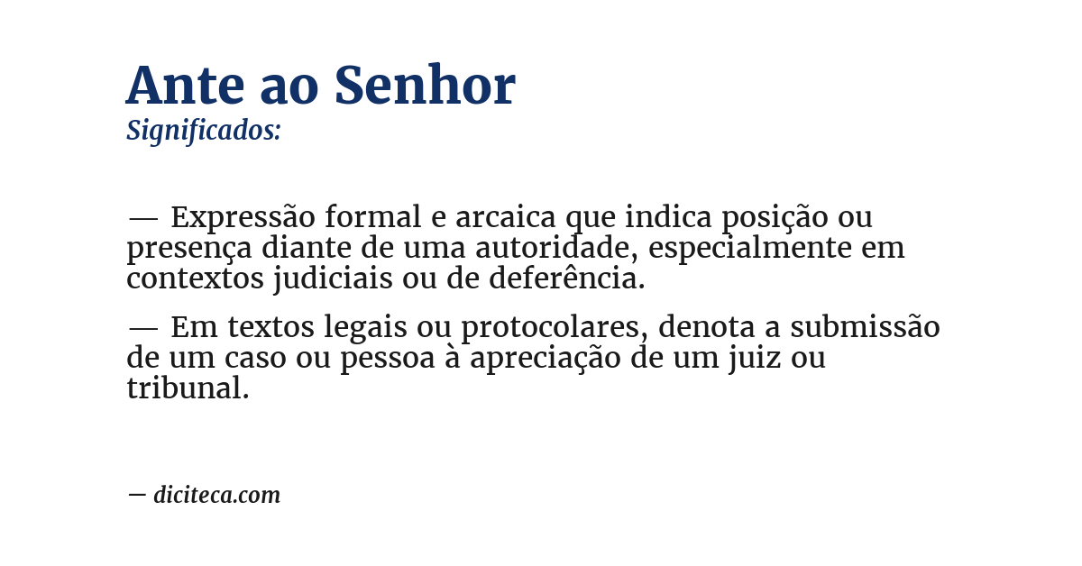 Significado de ante ao senhor