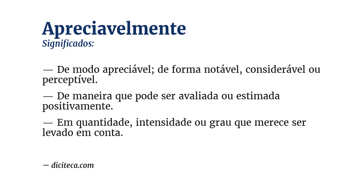 Significado de apreciavelmente