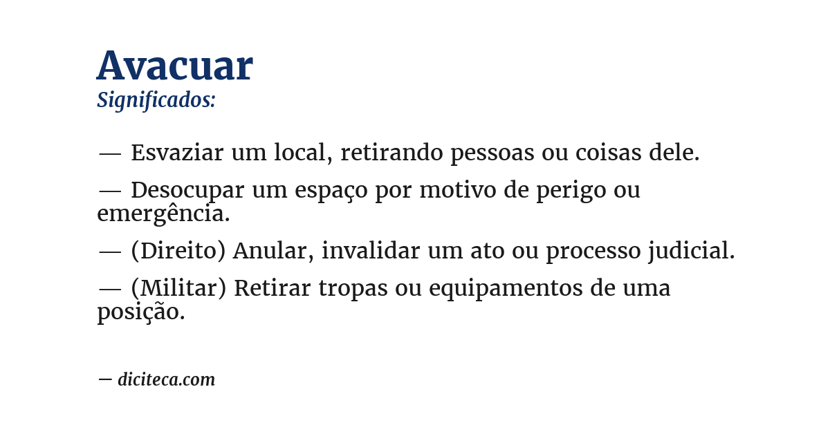 Significado de avacuar