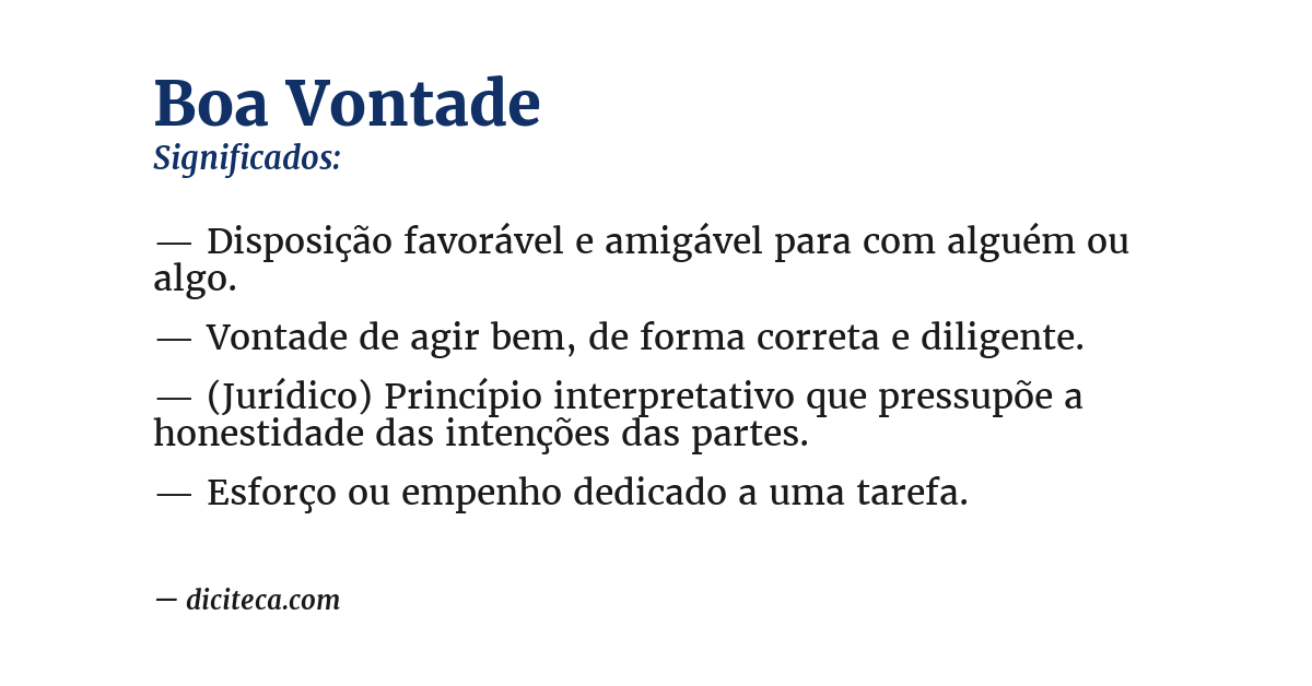 Significado de boa vontade