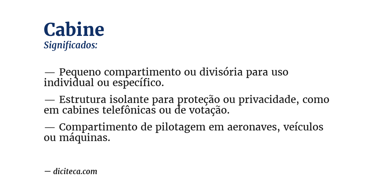 Significado de cabine