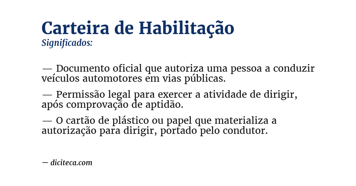Significado de carteira de habilitação