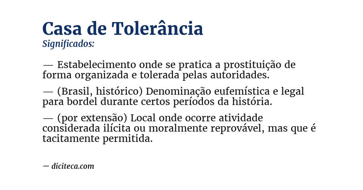 Significado de casa de tolerância