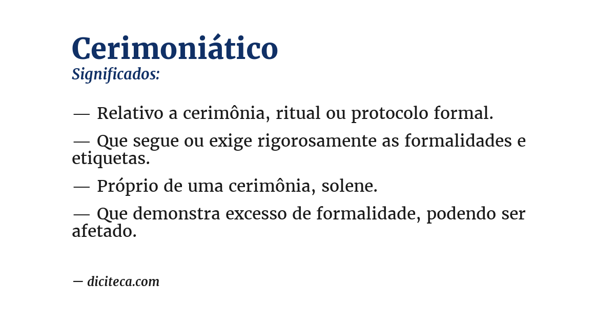 Significado de cerimoniático