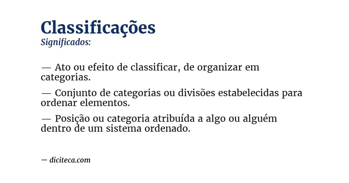 Significado de classificações