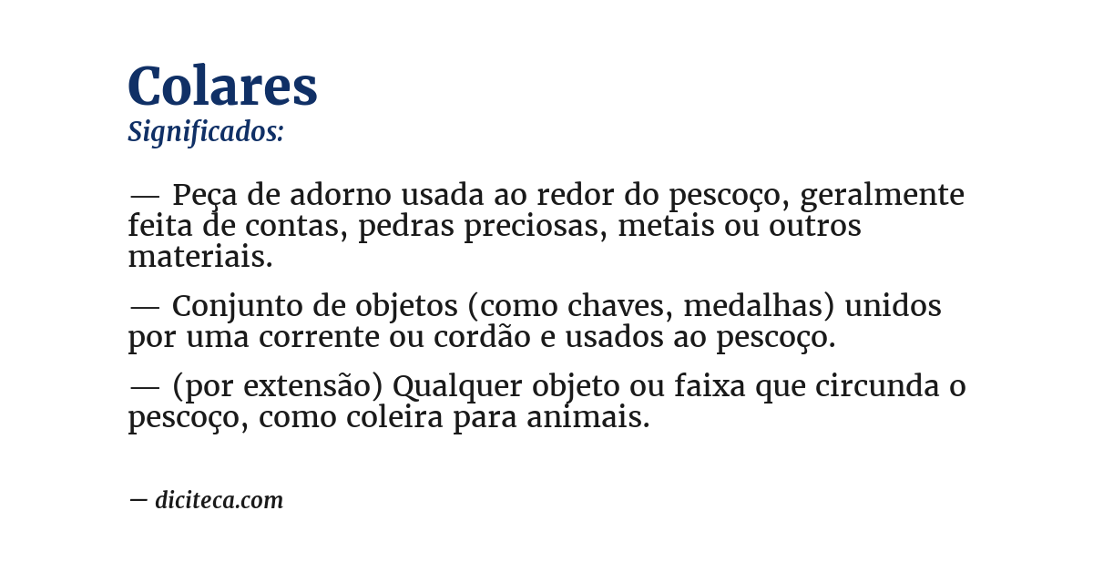 Significado de colares