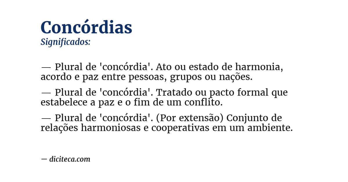 Significado de concórdias