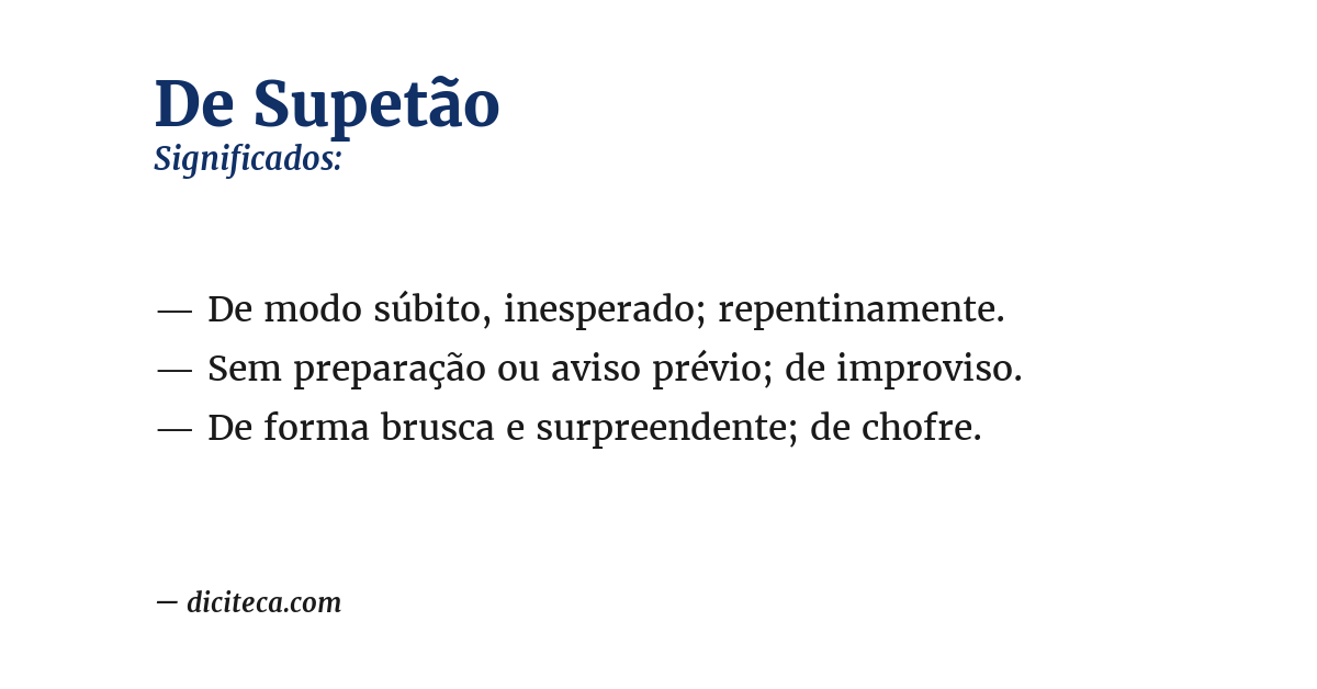 Significado de de supetão