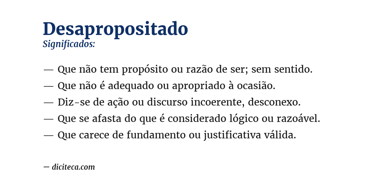 Significado de desapropositado