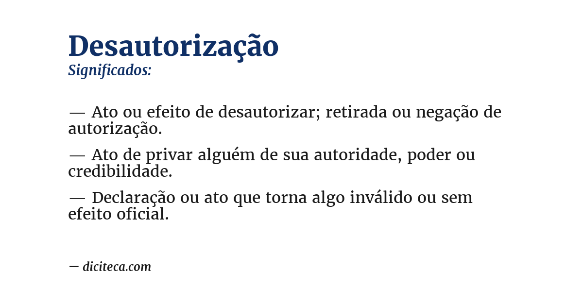 Significado de desautorização