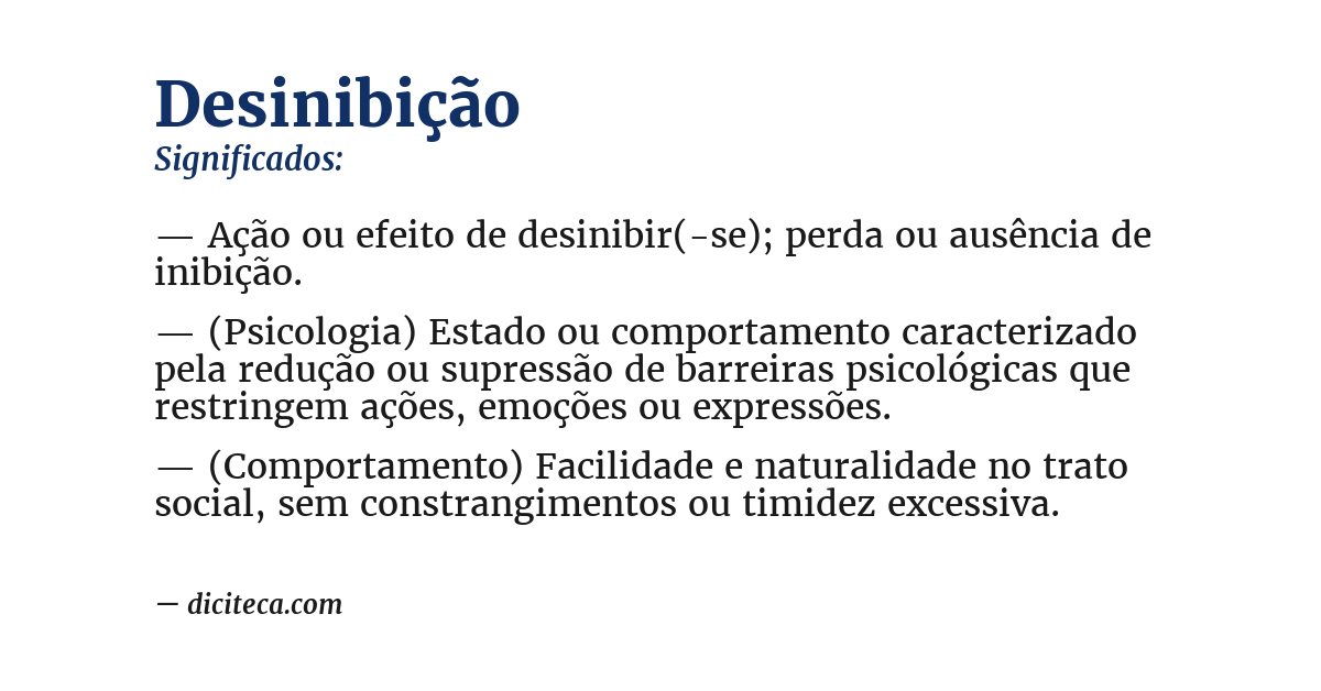 Significado de desinibição