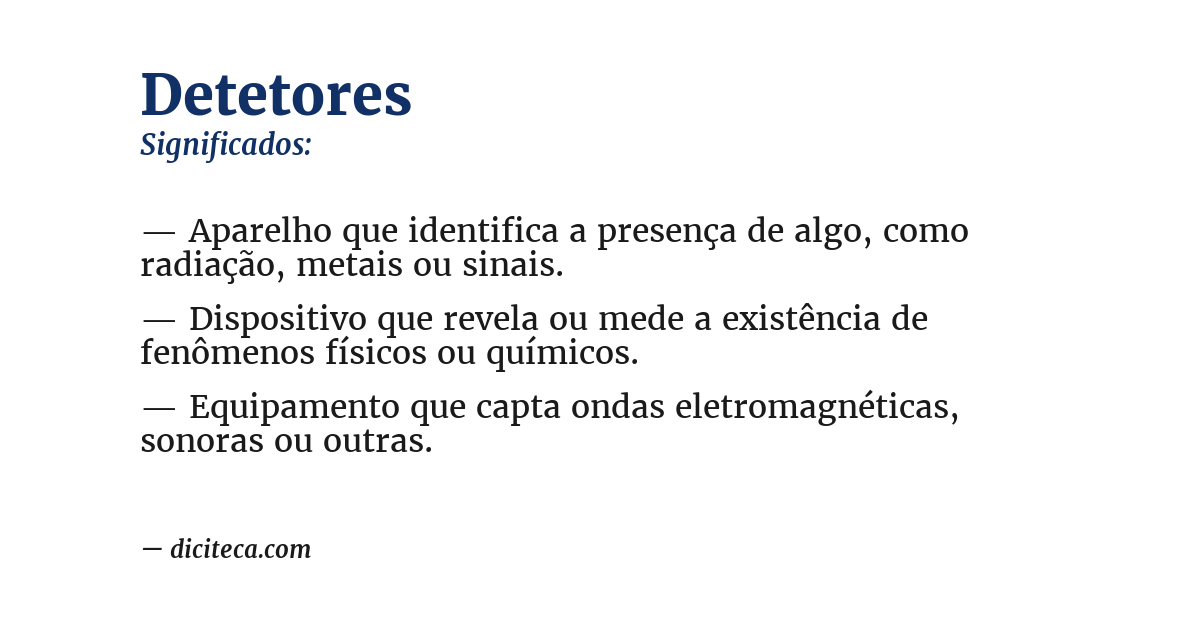 Significado de detetores