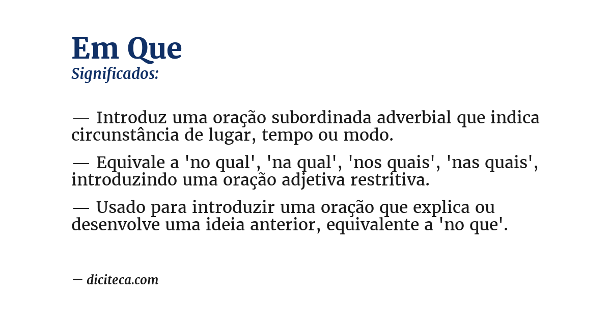 Significado de em que