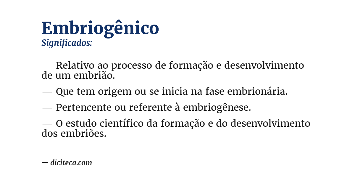 Significado de embriogênico