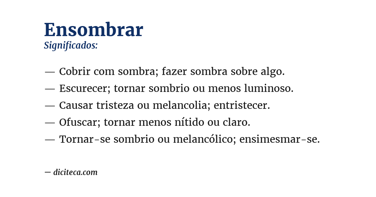 Significado de ensombrar
