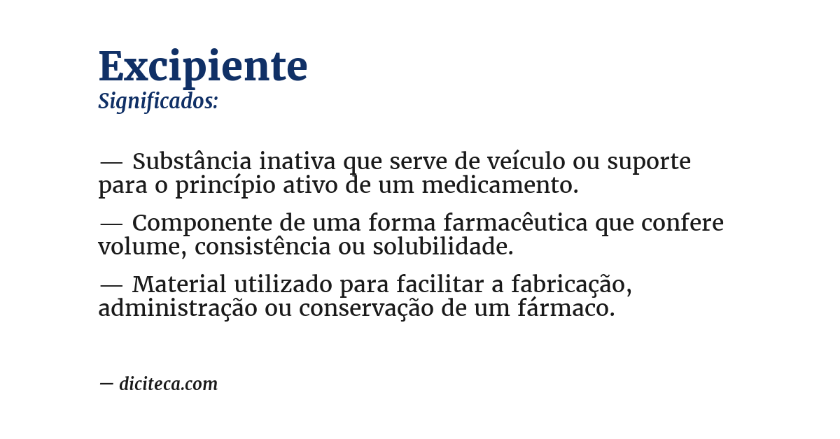Significado de excipiente