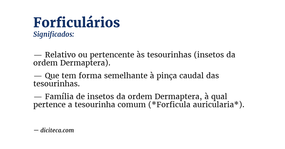 Significado de forficulários