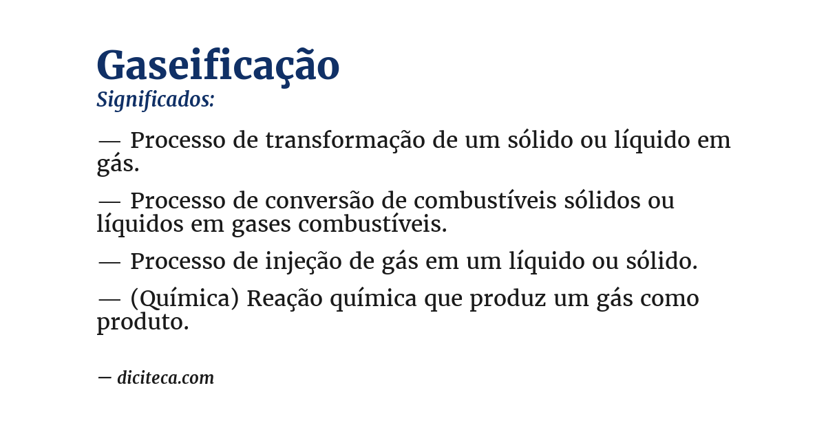 Significado de gaseificação