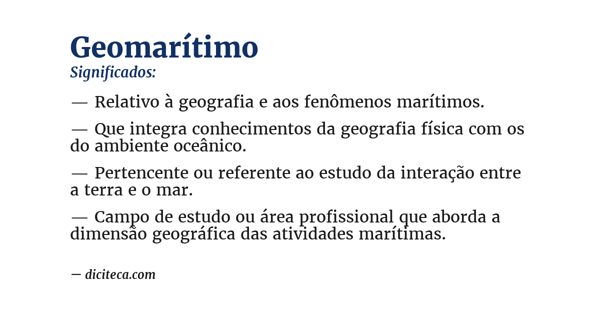 Significado de geomarítimo