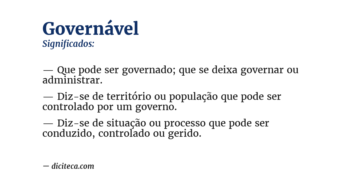 Significado de governável