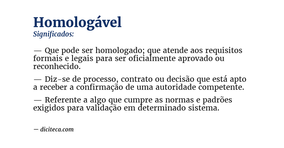 Significado de homologável