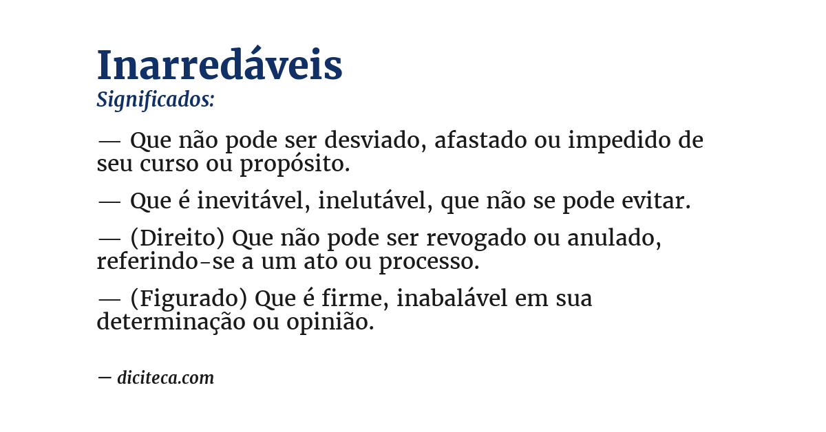 Significado de inarredáveis