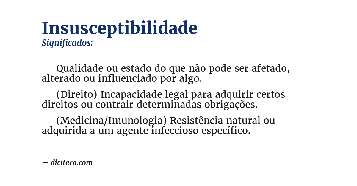 Significado de insusceptibilidade