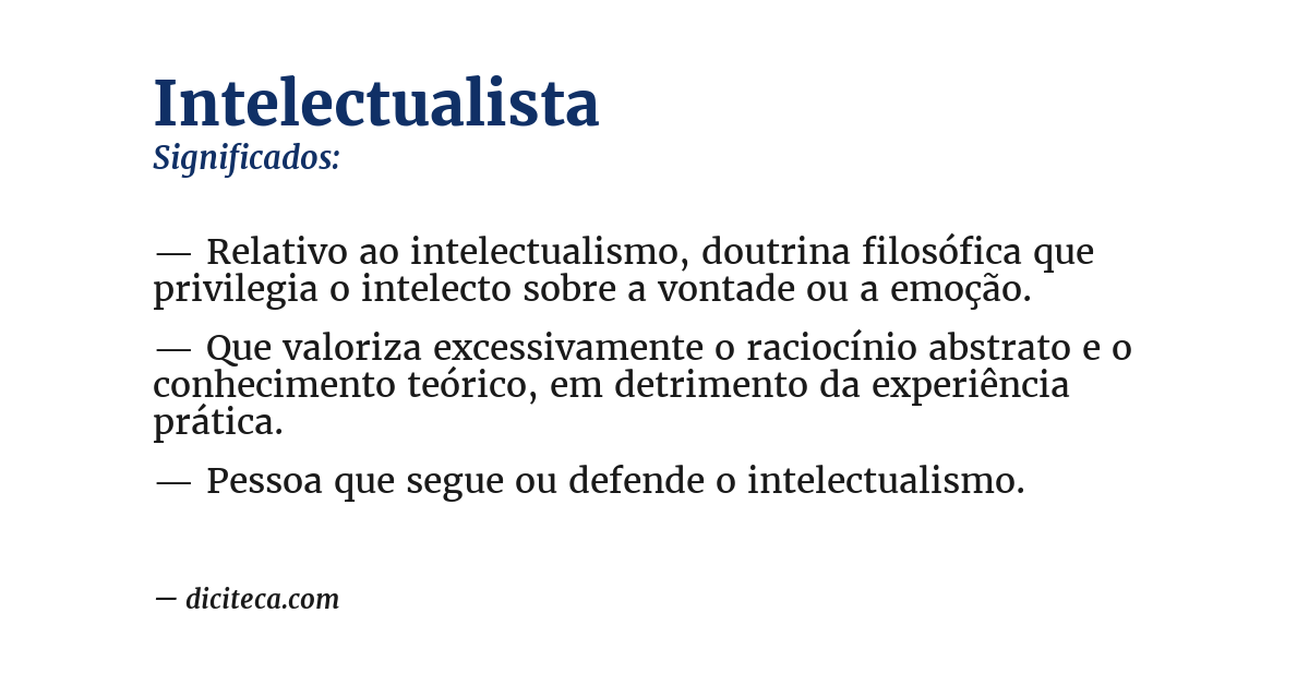 Significado de intelectualista