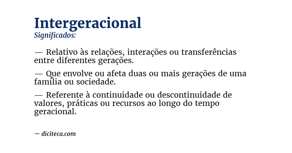 Significado de intergeracional