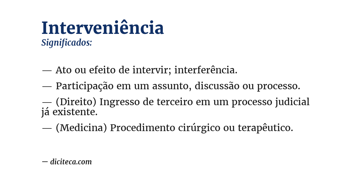 Significado de interveniência