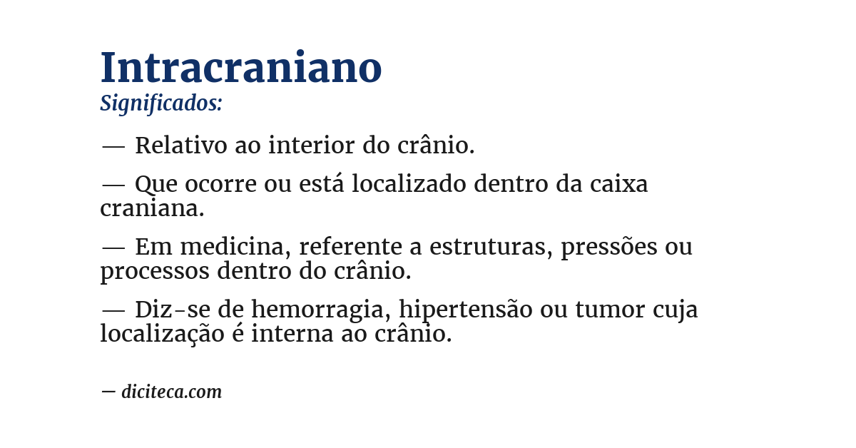 Significado de intracraniano