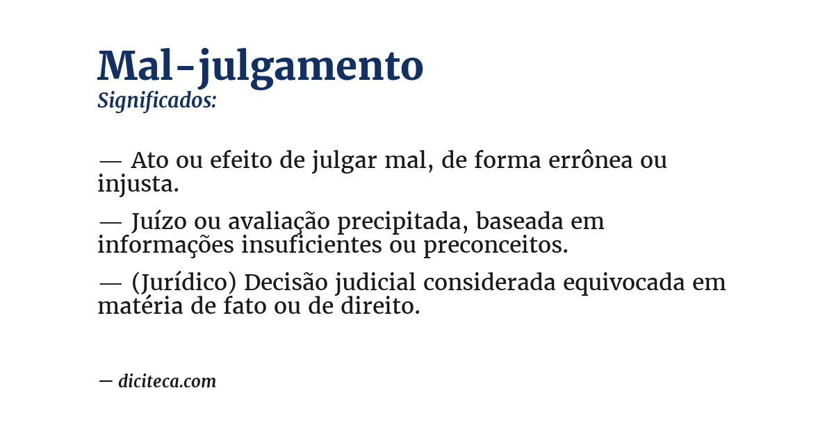 Significado de mal-julgamento