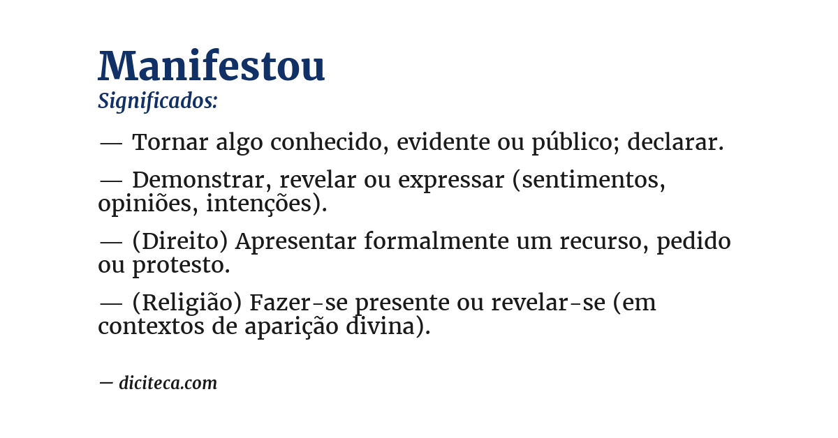 Significado de manifestou